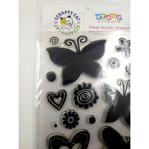 Scrappy Cat Butterfly Creativity Clear Acrylic Cling Stamp Set #460 2005 - Picture 5 of 8